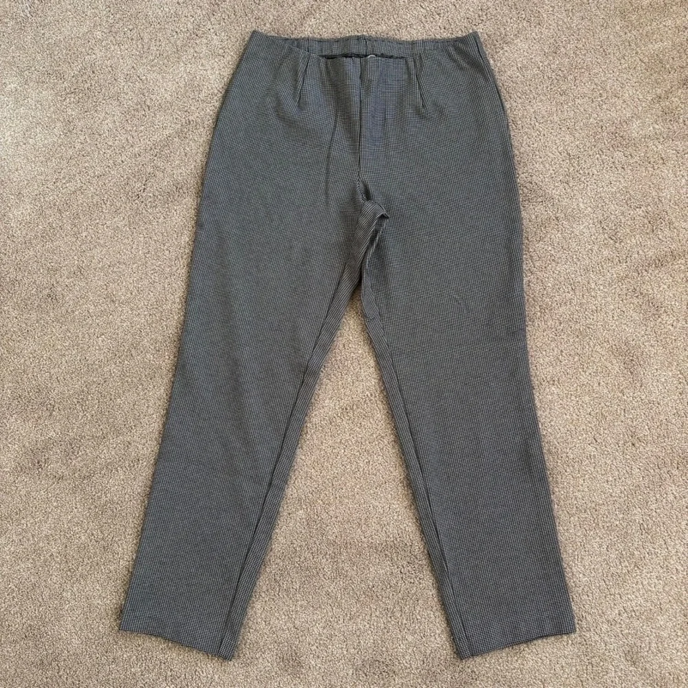 J. Jill Women Slim Leg Pant Ponte Houndstooth Medium Black White Stretch Pull On